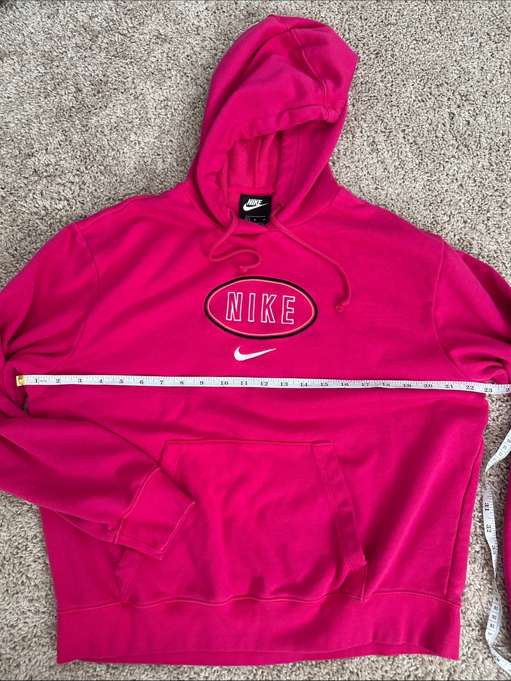 Nike Hoodie Medium Hot Pink Pullover Sweatshirt Embroidered Logo Y2K - Picture 3 of 6